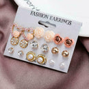 9 Pairs Womens Crystal Flower Ear Studs Earrings Elegant Hot Gif S0J9 Jewe L1N2