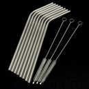 8x Stainless Steel Metal Drinking Straw Straws Bent Reusable Washable+2 Brushes