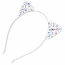 Cat Ears Tiara Headband for Women Hair Rhinestone Princess Hollow Hairband