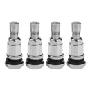 Bolt-in Stainless Steel Car Wheel Tire Valve Stems with Dust Caps (4pcs)