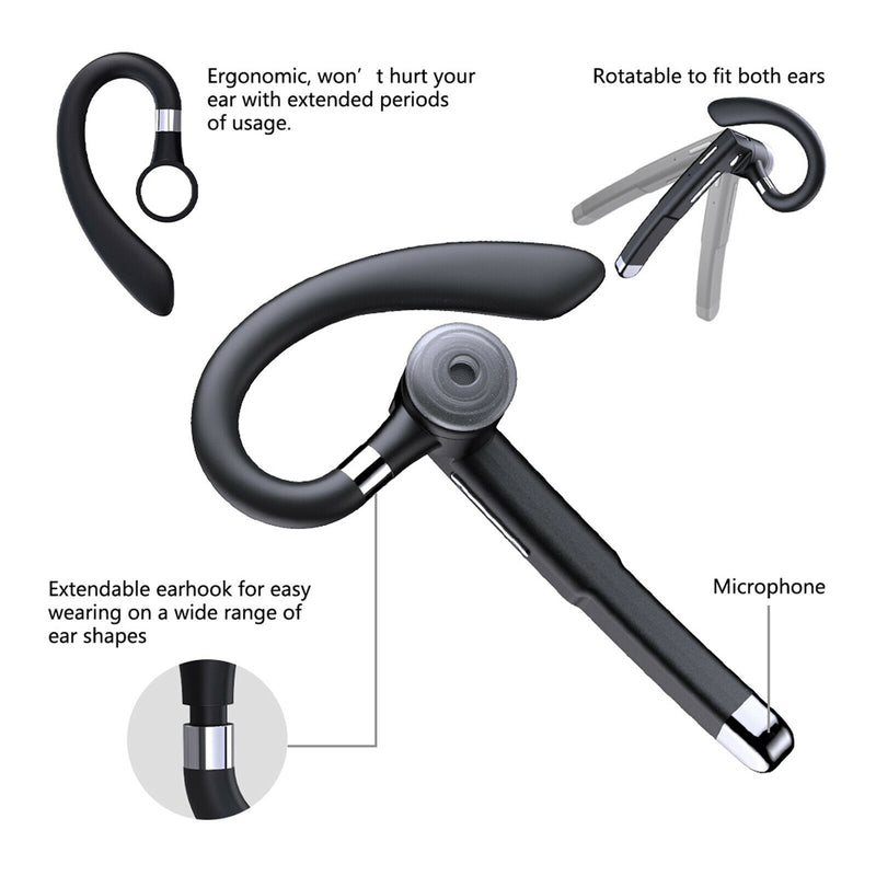 Bluetooth Headset Wireless Earpiece Driver Trucker Headphone Noise Cancelling