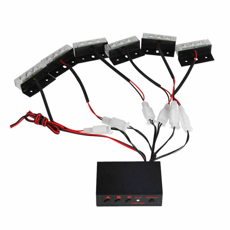 1 Set Car 6X 3 LEDs Blue Strobe Emergency Flashing Police Warning Grill Light