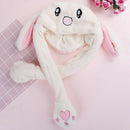 Cute funny plush animal rabbit ear hat with airbag jumping ear movable caps  3C