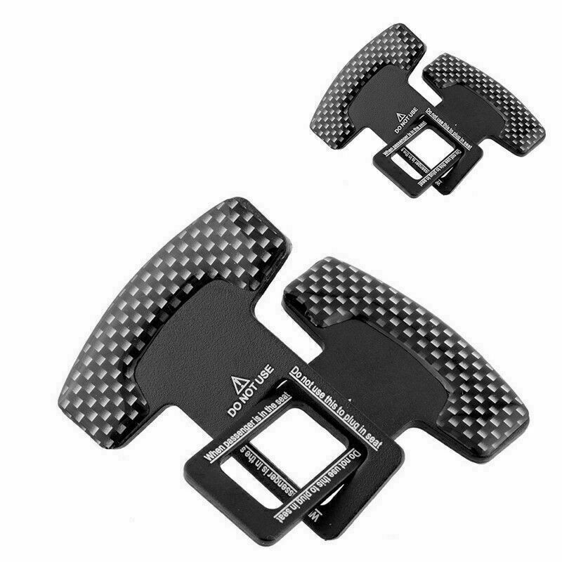 2pcs Carbon Fiber Car Safety Seat Belt Buckle Alarm Clip Universal Stopper T9C6