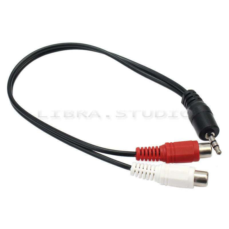 3.5mm 1/8" Stereo Female to 2 Male RCA Jack Adapter AUX Audio Y Cable Splitter
