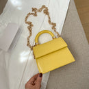 Women Mini Shoulder Bag Alligator PU Tote Chain Crossbody Pouch (Yellow)