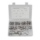 Stainless Steel 1 Ear Stepless Clips 5.8-21mm 128pcs/box Hose Clamp Assortment