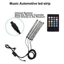 4XDC12V 12 LED Lights USB Wireless Music Control 8 Color RGB Car Interior L