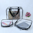 Hot 3pcs Clear Cosmetic Toiletry PVC Travel Wash Makeup Bag  Black A