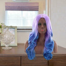 High Temperature Fiber Long Wavy Wigs Women Gradient Middle Part False Hair