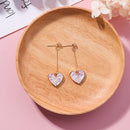 Women Crystal Pink Heart Long Drop Dangle Earrings Ear Studs Jewelry Gift
