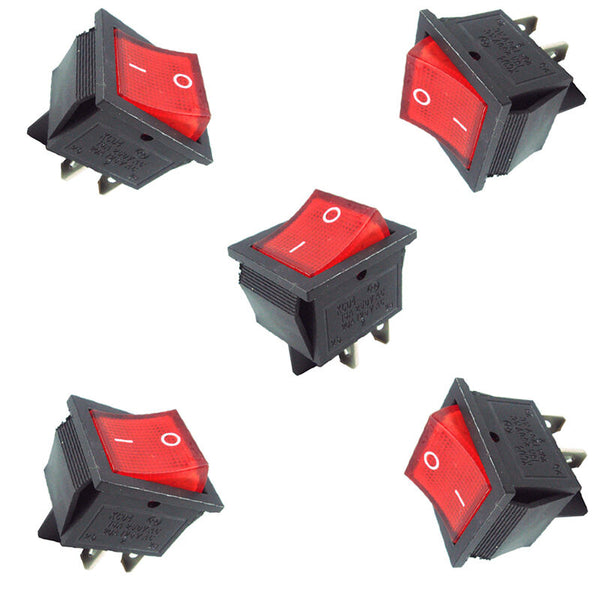 2Pcs Red Black 4 Pin DPST on/off 2 Positions AC 250V/15A 125V/20A Rocker Us H3C0