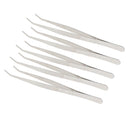 5 Pcs Stainless Steel Tweezers Reptile Gardening Bent Feeding Tool Curve