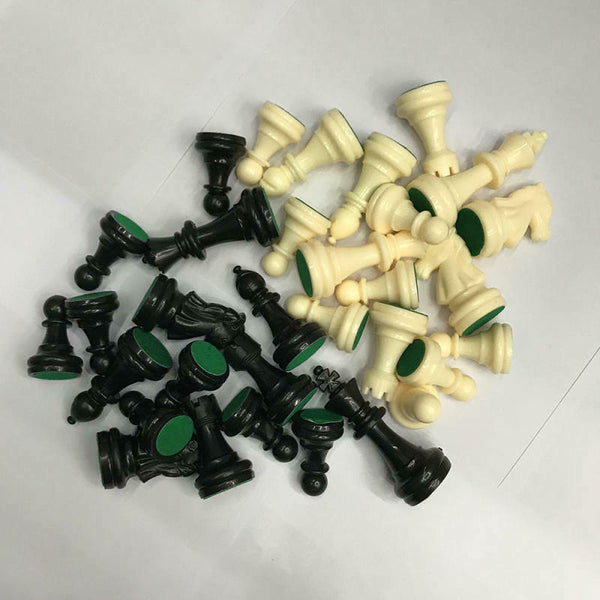 Tournament Chess Pieces Set Weighted Plastic Pieces with King Black&White New