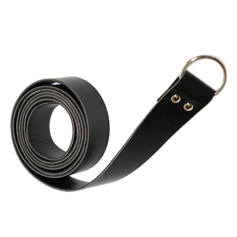 Mens Medieval Sabre Knight Leather Waistband Ring Buckle Belt Black