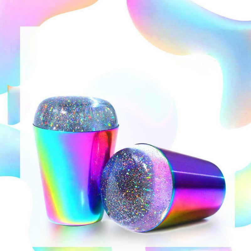 Transparent Silicone Nail Stamper Shining Holographic Head Nail Stamping Plate