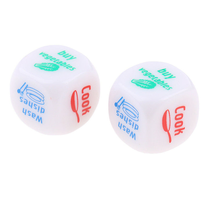 2x Acrylic Six Sided Dice Chore Decider Die for Household Wife Birthday Gift