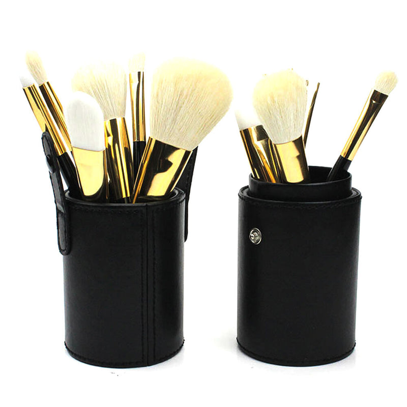 Black Makeup Brush Pen Travel Leather Storage Empty Holder Cosmetic Cup Case Box