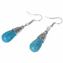 Amazing jewelry silvery tibetan green waterdrop rimous turquoise earrings f B3U9