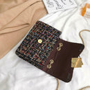 Retro Women Woolen Messenger Bag Flap Clutch Shoulder Handbag (Multicolor) A