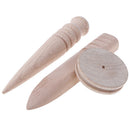 3Pcs Solid Leathercraft Tool Edge Slicker Round Wood Slicking Burnishing Leather