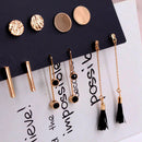 5 Pairs/Set Fashion Tassel Round Stud Earrings Set For Women Trendy Mixed B