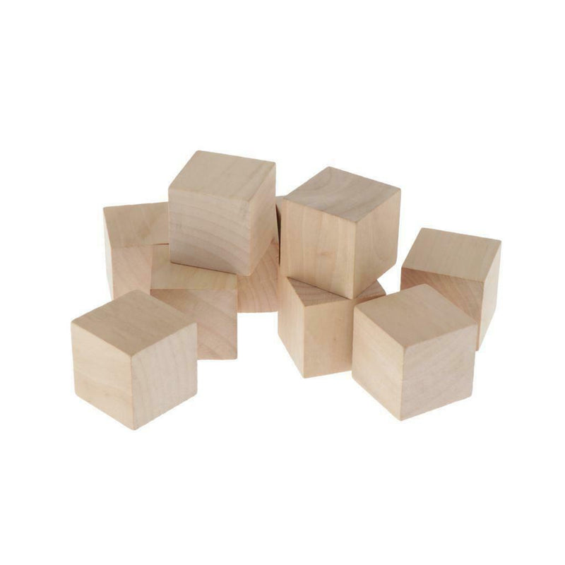 10pcs Blank Wooden Cubes Unfinished Wood Blocks for Art Crafts and Carving