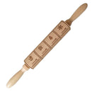 Christmas Elk Print Wooden Rolling Pin Dough Engraved Roller Biscuit Baking