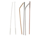 5pcs Set Reusable Metal Steel Drinking Straws with Cleaning Brush