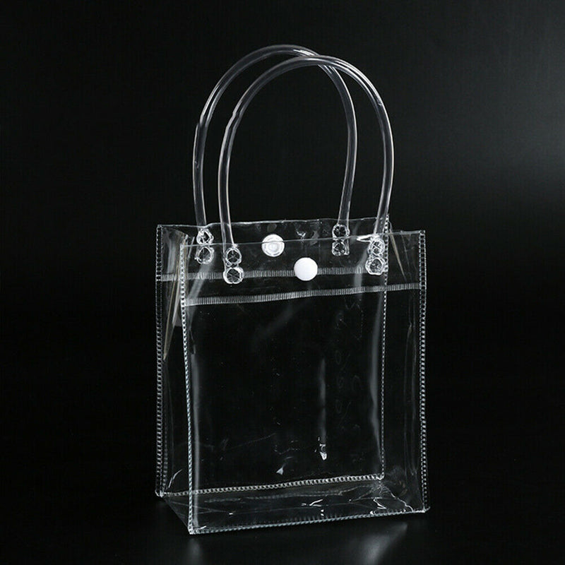 New Women Clear Tote Bag Transparent PVC Purse Shoulder Handbag Shopper Handles