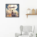 DIY Diamond Painting Kits Girl Pushing Luggage Full Round Drill Picture Art