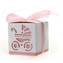 12pcs Wedding Favor Gift Ribbon Candy Box Cut Out Pram Design Baby Shower P