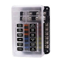 12-way Blade Fuse Block Fuse Box Holder with LED Indicator Damp-Proof Protection