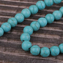 Wholesale Round Blue Turquoise Stone Spacer Beads DIY Jewelry Making 15"
