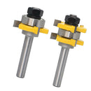 2pc Matched Tongue and Groove Router Bit Woodworking Cutter Tools 1/4" Tooth