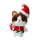 Novelty Cat Felt Craft Kit Wearing Christmas Hat Animal Wool Needle Felting Gift