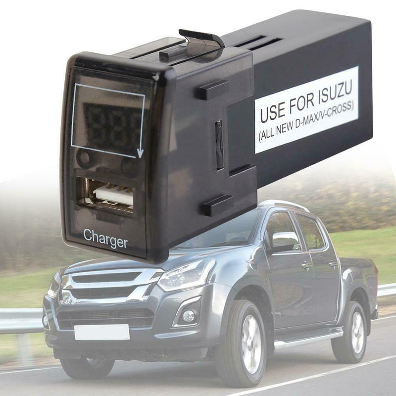 12V 24V to 5V 2.1A USB Car Charger Adapter with Blue LED Voltmeter for ISUZU