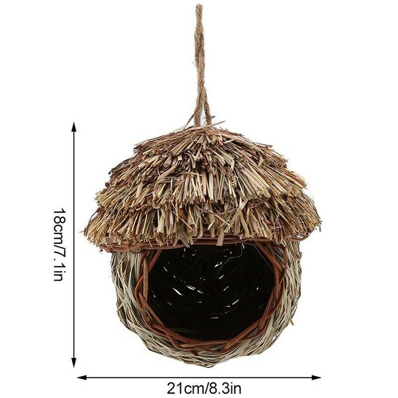 Bird Nest Handmade Woven Straw Bird Cage Parrot Nesting Hanging Breeding Ca