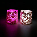 Lot of 6pcs LED Candle Lampshade Pattern Heart Ajoure Decoration for Christ N5D3