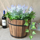 6pc Wooden Barrel Planter Rustic Flower Plant Pots In/Outdoor Garden Patio Decor