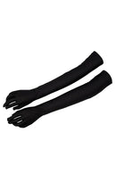 Lady Satin Gloves Formal Party Festival Long Black N9D2