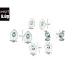 4pair Fashion Elegant Women Blue Crystal Rhinestone Ear Stud Earring Jewel PRW