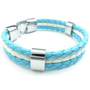 Blue Leather Bracelet White Flag of Argentina Alloy Bracelet Braided Bracel H2Q7
