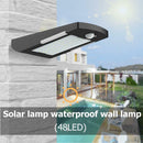 48 LED Solar Light PIR Body Sensing Waterproof Yard Path Wall Lamp (Black)