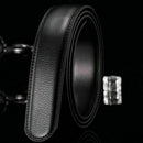 Black Luxury Men PU Leather Belt Wristband Strap Without K Buckle Automatic J0D1