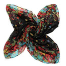 Black Scarf Shawl Scarf Stole Flower Long Cotton Scarf Women Floral Gifts