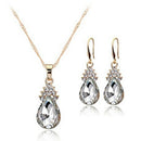 Necklace Earrings Diamond Water droplets Elegant Women Jewellery Set of Cry B3C9