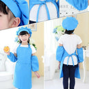 Kids Full Apron Bib Set with Pocket and Hat Sleeves Craft Kitchen Chef Cook A4F5