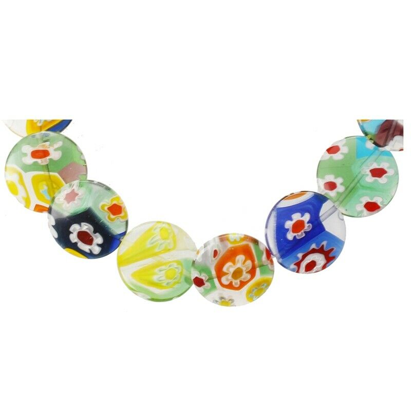 1 Strand Millefiori Glass Bead Perla Circular Fashion Jewelry TOP