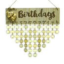 Birthday Board Reminder Plaque with Round Wooden Discs, Metal Ring, Wooden DIY